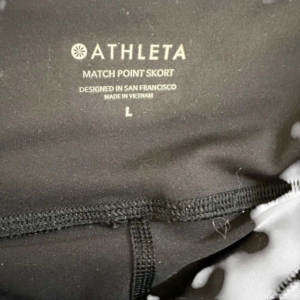 Athleta Pink Black Patterned Match Point Tennis Pickleball Stretchy Skort Size L